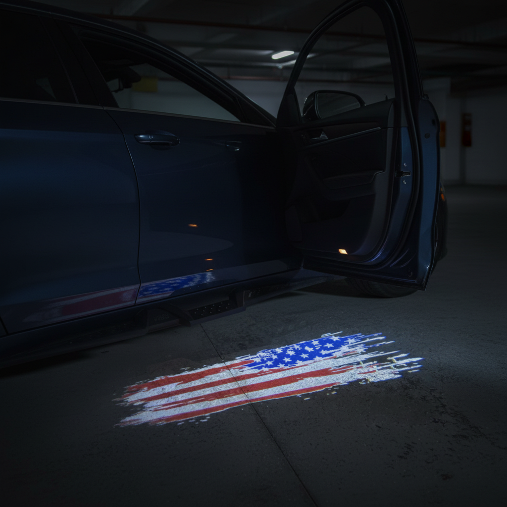 American Flag Puddle Light — Car Door Projection