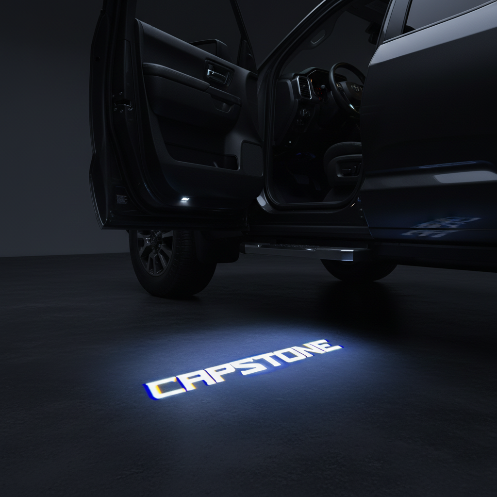 Capstone Text LED Puddle Light — Cinematic Door Projection Shot