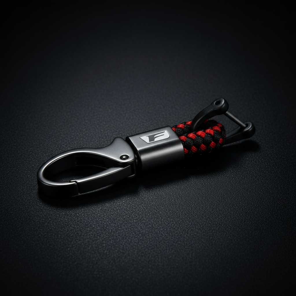 F Sport Carabiner Keychain — Hero Flat Lay