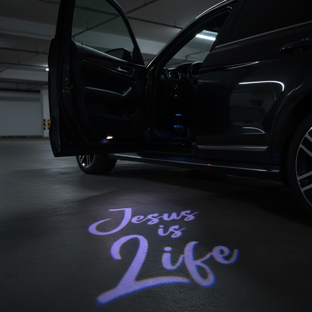 Jesus is Life Puddle Light — Car Door Projection