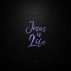 Jesus is Life Top-Down Puddle Light on Wet Asphalt