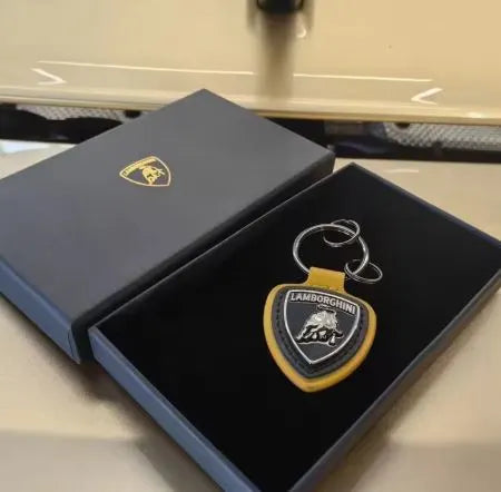Lamborghini Giallo Taurus Leather Keychain
