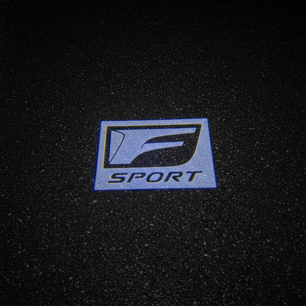 Lexus F Sport LED Puddle Light on Wet Asphalt