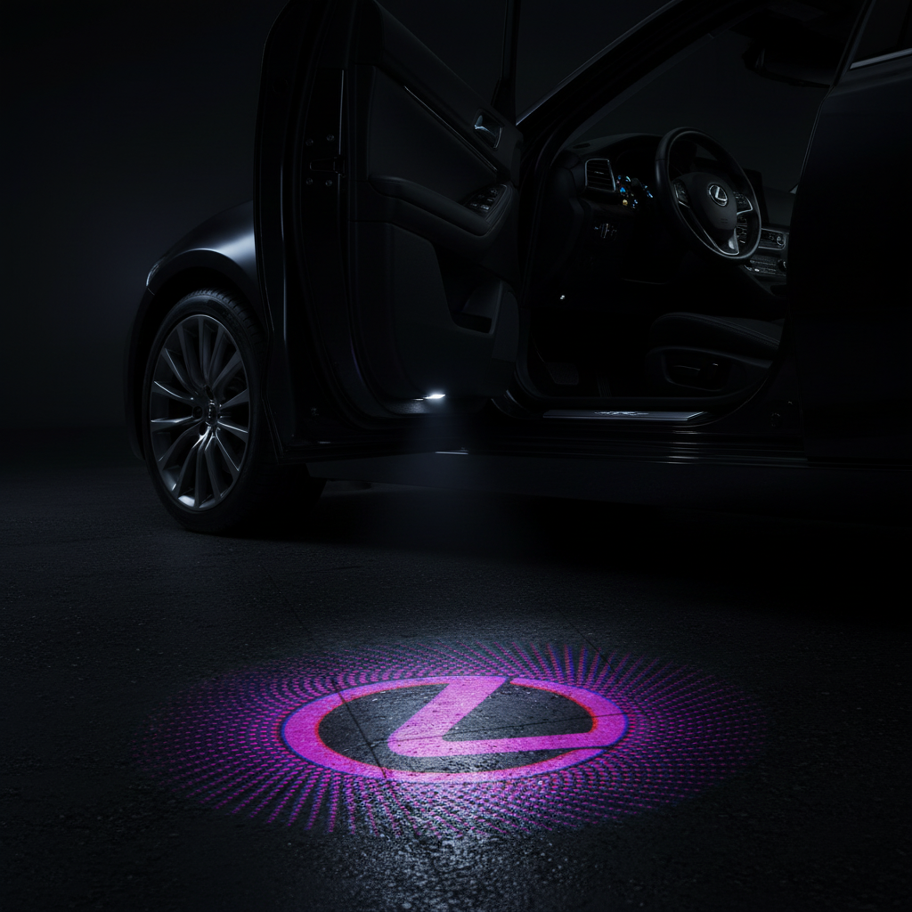 Lexus L Logo Infinity Sunburst — Cinematic Door Puddle Light Shot