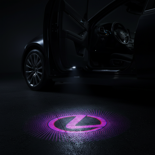 Lexus L Logo Infinity Sunburst — Cinematic Door Puddle Light Shot