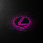 Lexus L Logo Infinity Sunburst — Top Down Projection on Wet Asphalt