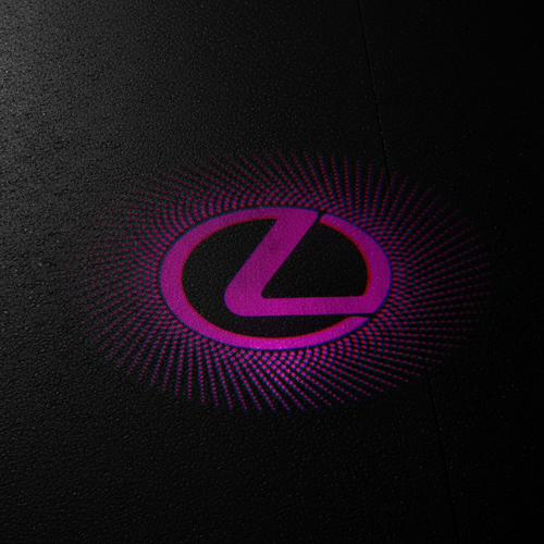 Lexus L Logo Infinity Sunburst — Top Down Projection on Wet Asphalt