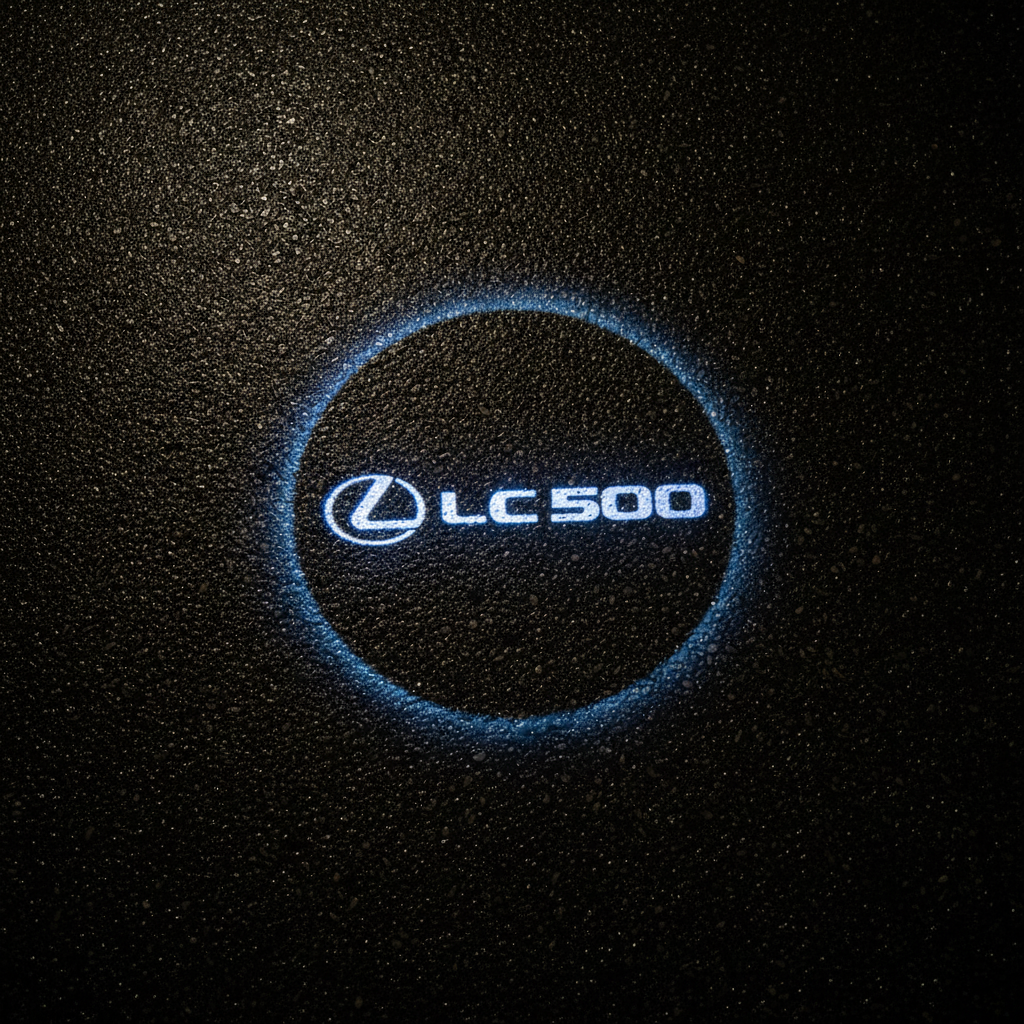 Lexus LC 500 LED Puddle Light — Wet Asphalt Night Projection