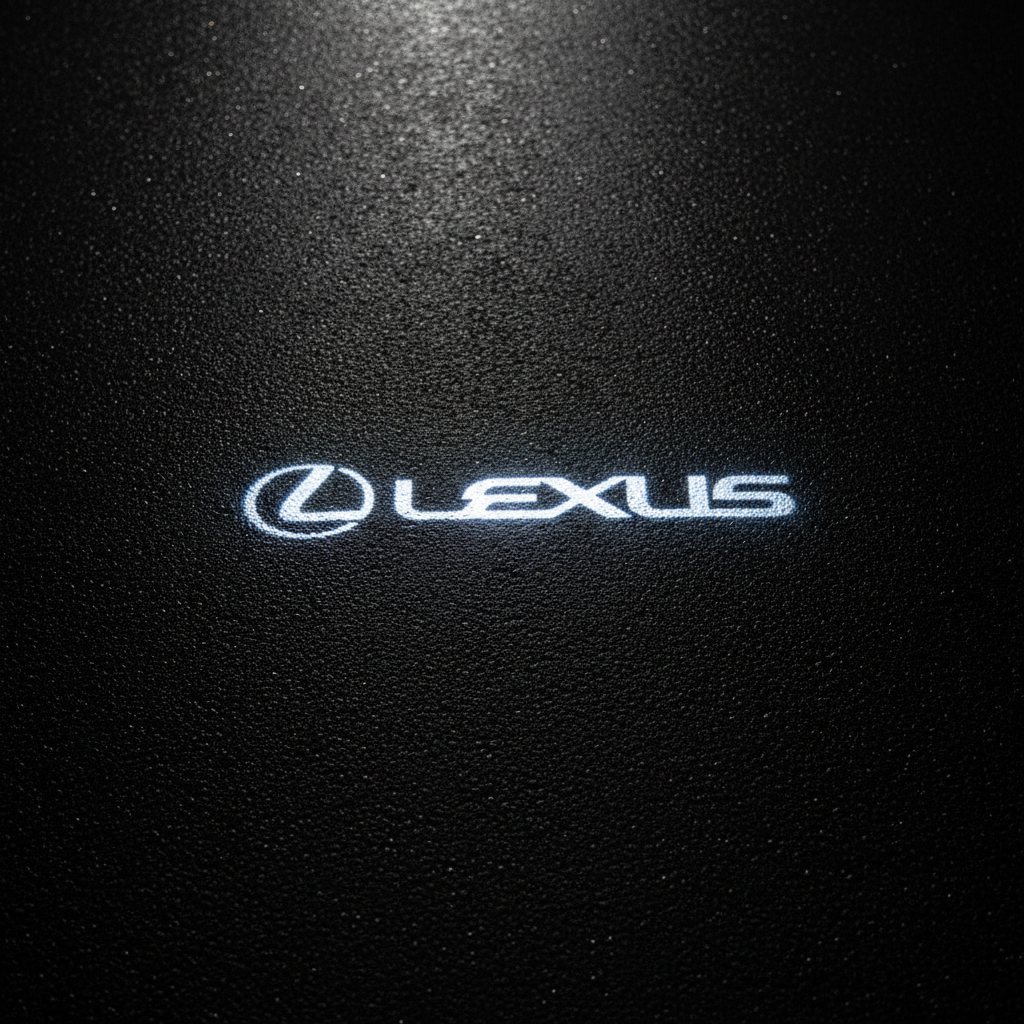 Lexus Logo LED Puddle Light on Wet Asphalt
