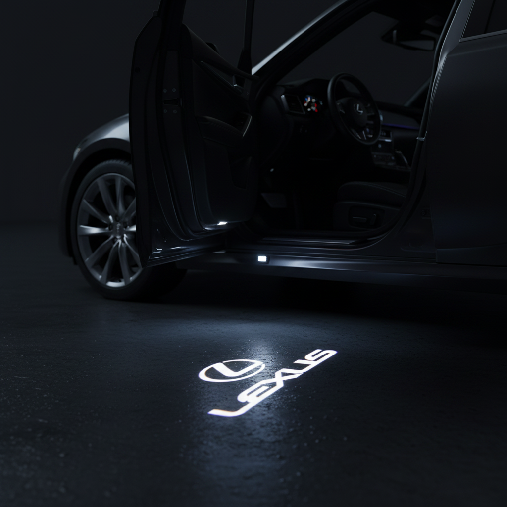 Lexus Logo + Script LED Puddle Light — Cinematic Car Door Projection