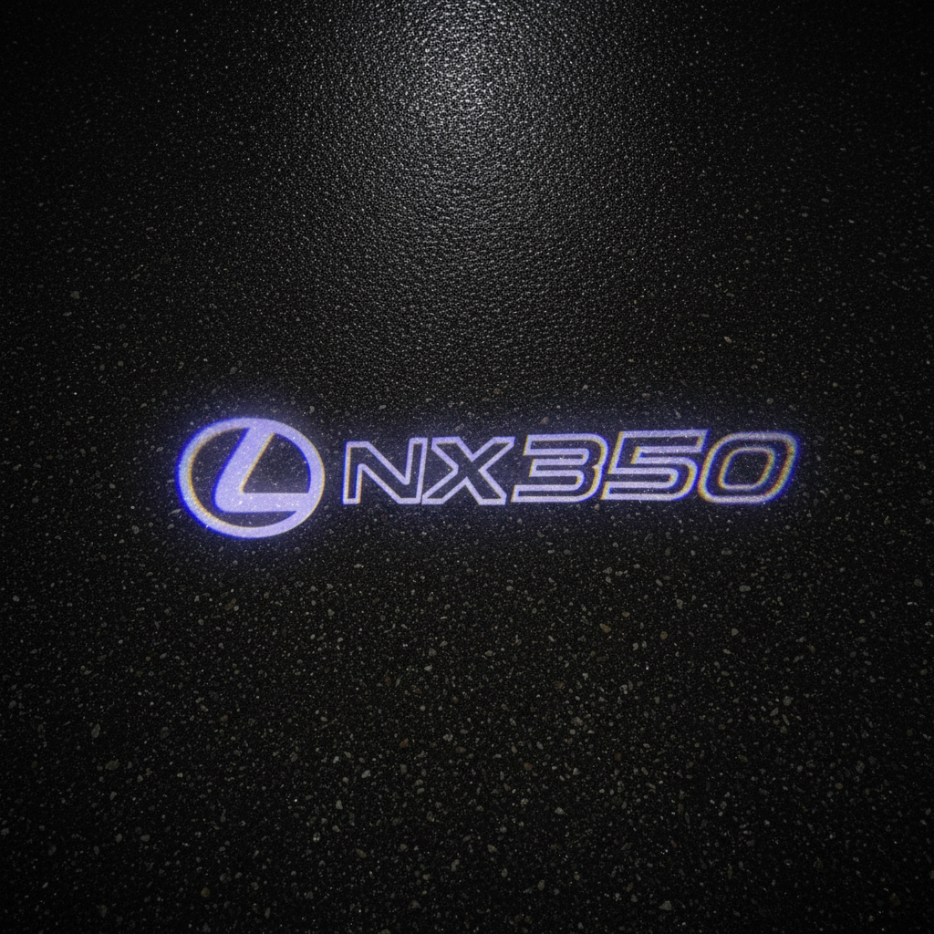 Lexus NX350 Top-Down Puddle Light on Wet Asphalt