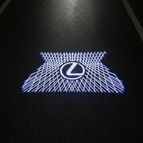 Lexus Style 2 Crosshatch LED Puddle Light on Wet Asphalt