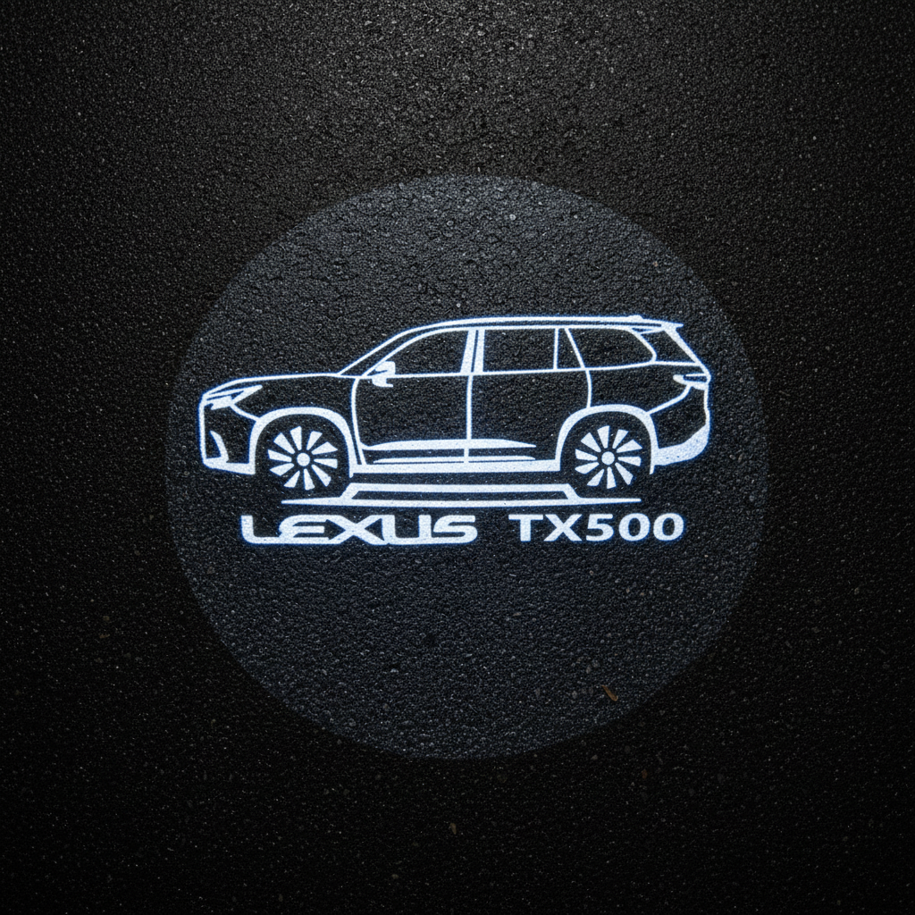 Lexus TX500 Top-Down Puddle Light on Wet Asphalt