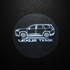 Lexus TX500 Top-Down Puddle Light on Wet Asphalt