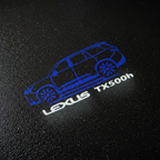 Lexus TX500h LED Puddle Light on Wet Asphalt
