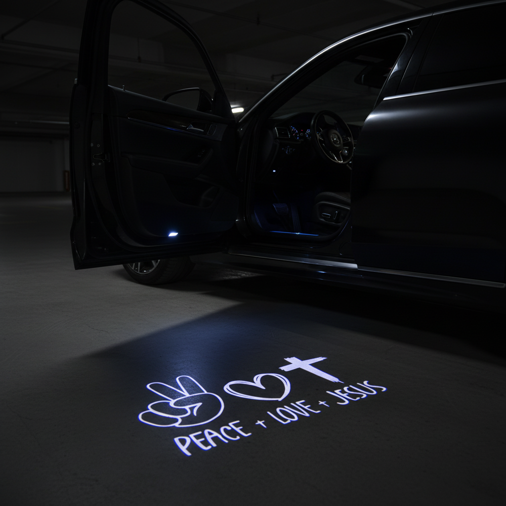 Peace Love Jesus Puddle Light — Car Door Projection