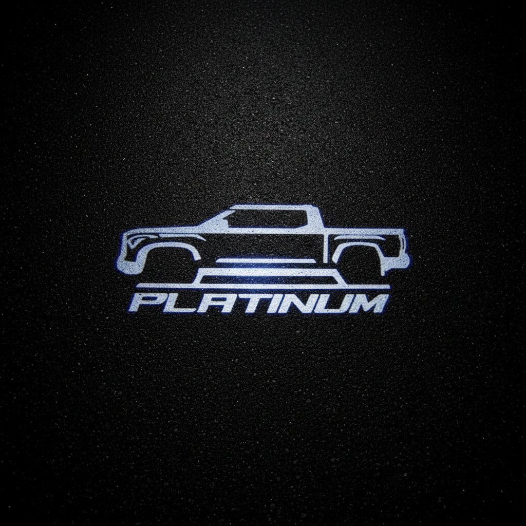 Platinum Truck LED Puddle Light — Top Down Projection on Wet Asphalt