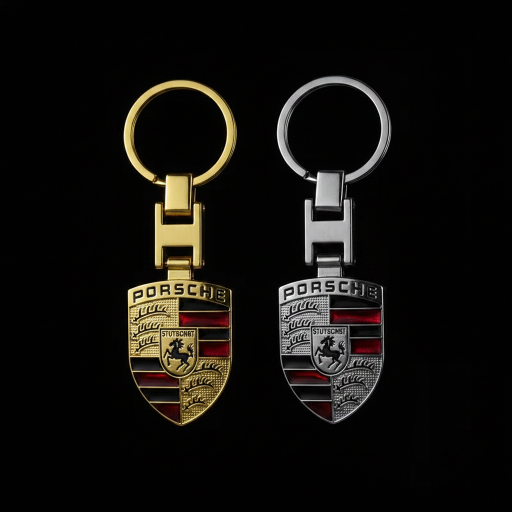 Porsche Metal Keychains — Suspended Shot