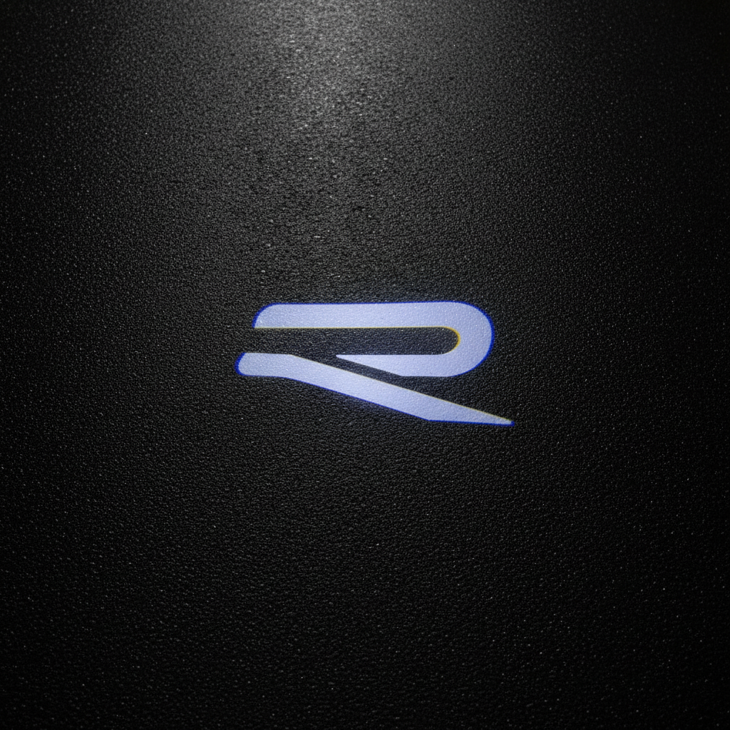 R Logo Puddle Light — Top-Down Asphalt