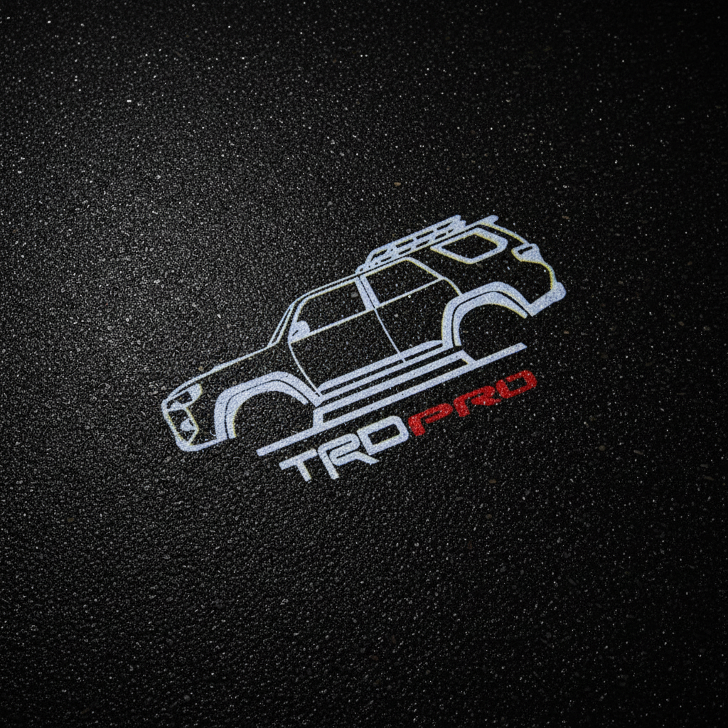 TRD Pro 4Runner LED Puddle Light — Top Down Projection on Wet Asphalt